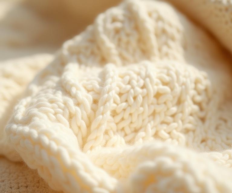 Maglione in lana intrecciata color crema.